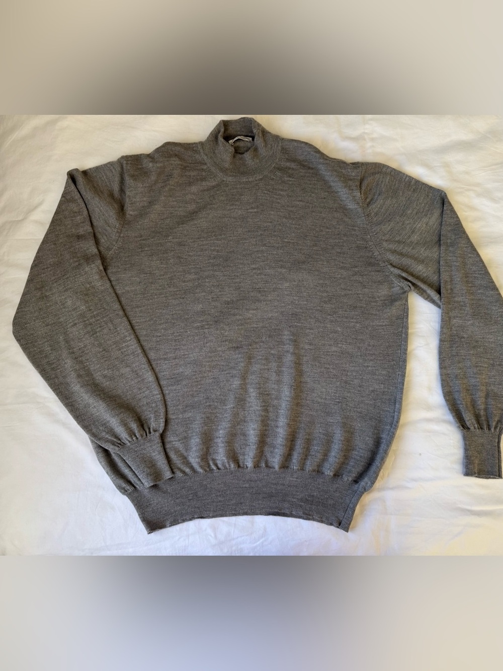 Gran Sasso Sweater Mens Grey Wool Mock Neck Knit Pullover Made Italy